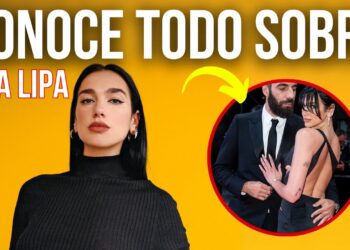 Retrato de una cantante sobre fondo amarillo con un recuadro circular que muestra a una pareja en la alfombra roja, descubre sus raíces y el lugar que la inspira