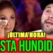 Mujer limpiándose una lágrima y hombre visiblemente emocionado en un plató televisivo con texto sensacionalista sobre última hora.