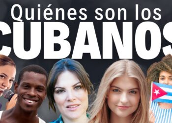 Personas de diferentes rasgos frente al título 'Quiénes son los cubanos' y una bandera cubana, ¿De dónde es Pitbull? Descubre sus raíces cubanas y su historia.