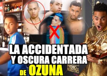 Collage visual que muestra a un cantante urbano en distintas etapas: fotos juveniles, una escena en un bar, y trofeos que resaltan un origen puertorriqueño y una carrera marcada por éxitos y controversias