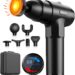 AERLANG Pistola de Masaje muscular con Calor Masajeador Muscular Profundo,LED,Massage Gun 20 Segmentos Ajustable y 7 Cabezales de Masaje,Masajeador Cervical y Espalda Regalos para Mujer&Hombre negro con cabezales intercambiables y pantalla LED