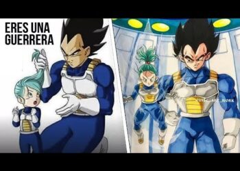 Vegeta en armadura junto a una niña de cabello turquesa en un entorno futurista, Cuántos hijos tiene Vegeta: descubre la familia Saiyan en detalle
