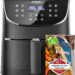Freidora negra con pantalla LED y panel táctil, COSORI Freidora de Aire Duradera 5.5BPL Air Fryer 1700W, Tecnología Rapid Air, 55% Menos Energía, 13 Automáticos Modos, Uso Sencillo, Panel Táctil Intuitivo, Acero Inox Interior, Hasta 205 °C y 60 Min