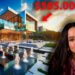 Mansión contemporánea con fachada de cristal, piscinas con fuentes y mujer en primer plano, 7 dy7mkFH8A.