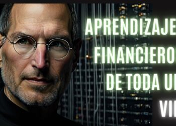 Hombre con gafas redondas y jersey negro frente a un panel tecnológico y texto luminoso sobre aprendizajes financieros; Iago Herrerín: salario y secretos financieros revelados