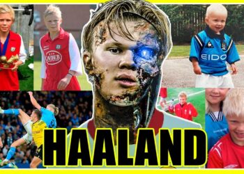 Collage de fotos del mismo futbolista desde la infancia hasta la élite con montaje central tipo ciborg; ¿De dónde es esta figura pública? Descubre su origen y raíces sorprendentes.