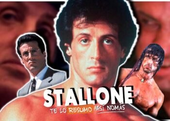 Collage de un actor de cine de acción en distintas escenas icónicas que sugiere origen y legado