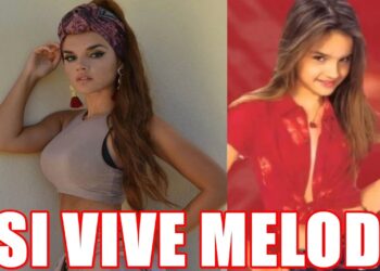 Collage con foto actual y foto juvenil junto al texto ASI VIVE MELODY, ¿Qué fue de Melody? La cantante que conquistó con su magia