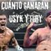 Dos boxeadores en un ring con billetes volando y el titular 'Cuánto ganarán Usyk y Fury'; Caché de Tayrone: descubre cuánto cobra el rey del arrocha
