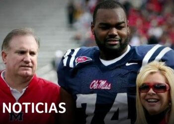 La verdad sobre la familia de Michael Oher: secretos y polémicas en imagen con jugador en uniforme de Ole Miss y dos acompañantes