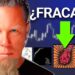 Primer plano de un hombre serio, gráficos financieros y carátulas de discos con una flecha verde que señala ¿Cuánto dinero tiene Metallica? Descubre su fortuna y secretos.