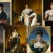 Collage de retratos imperiales y coronas en pinturas clásicas, Cuántos hijos tuvo Napoleón: secretos de su legado familiar.