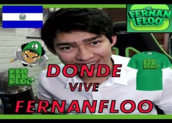 Dónde vive Fernanfloo: descubre la ubicación del famoso youtuber en miniatura con rostro sonriente, micrófono, logos verdes y bandera.