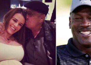 La familia de Michael Jordan: secretos y logros de sus hijos, collage con una joven sonriendo mientras un hombre mayor le besa la mejilla y un hombre adulto sonriente con gorra