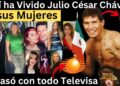 Collage del boxeador con mujeres, bandera mexicana y cinturón de campeón, destacando Hijos de Julio César Chávez: Descubre sus vidas y carreras.