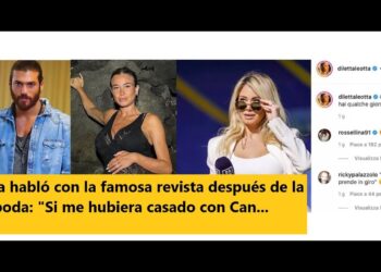 Collage con tres retratos y un recorte de redes sociales que sugiere una noticia sobre vida personal y amor tras una boda.