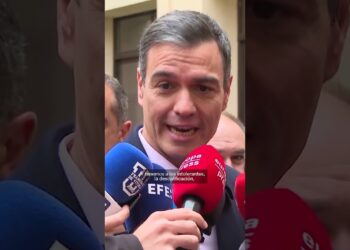 Hombre hablando frente a varios micrófonos de medios de prensa durante una declaración pública