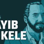 Retrato ilustrado en tonos azul verdoso de un hombre con barba y texto editorial grande que pregunta 'Quién es', composición vectorial para un análisis político.