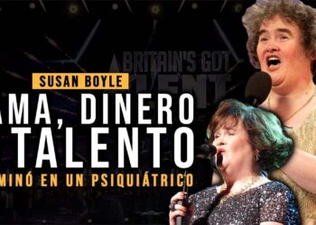 Imagen de una cantante sobre un escenario con micrófono y un montaje gráfico que plantea preguntas sobre fama, dinero y vida personal.