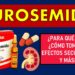 Imagen informativa con caja y ampolla de medicamento junto a iconos de pastillas y un riñón, Furosemida: descubre su familia de diuréticos y sus beneficios.