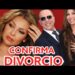 Portada de noticia con tres retratos y texto en rojo que dice 'CONFIRMA DIVORCIO', anunciando la posible separación de una pareja famosa.
