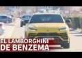 El impresionante coche de un famoso futbolista: lujo y potencia desbordante, SUV deportivo Lamborghini Urus amarillo visto de frente circulando por una avenida