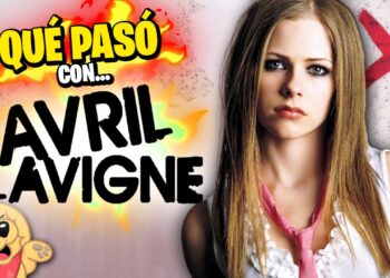 Retrato de una cantante pop-punk con cabello lacio y corbata rosa junto a texto grande que cuestiona su vida amorosa.