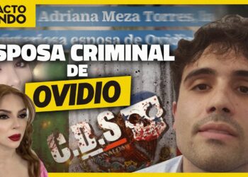 Miniatura periodística sensacionalista con texto grande que alude a una 'esposa criminal', rostros de una mujer maquillada y un hombre joven, logo de medio y elementos gráficos llamativos.