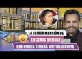 Descubre dónde vive Eugenio Derbez y su lujosa mansión en EE.UU 22 Descubre dónde vive el famoso actor y su lujosa mansión en EE.UU, fachada moderna con piscina iluminada al atardecer.