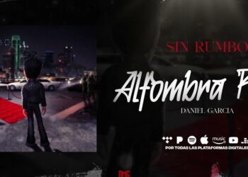 Figura animada de espaldas frente a una alfombra roja que conduce a una ciudad iluminada con autos y fotógrafos al fondo