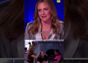 Primer plano de una actriz en una entrevista televisiva con una secuencia de archivo abajo; Descubre la impactante razón por la que esta estrella de los 90 abandonó Hollywood en su mejor momento