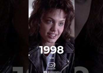 Primer plano de una actriz joven con chaqueta de cuero y texto 1998 Gia, Cuántos hijos tiene Angelina Jolie y qué los hace únicos.