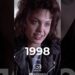 Primer plano de una actriz joven con chaqueta de cuero y texto 1998 Gia, Cuántos hijos tiene Angelina Jolie y qué los hace únicos.