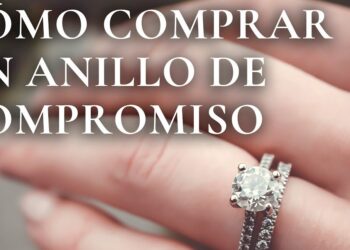 Descubre el impactante anillo de compromiso de 300,000 euros de Talita, la nieta de Diane von Furstenberg, que está rompiendo Internet; primer plano de una mano con un anillo de diamante solitario y una banda engastada, con texto desenfocado sobre cómo comprar un anillo de compromiso.