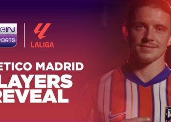 Cartel promocional de Atlético de Madrid con jugador en camiseta rojiblanca y logos de beIN Sports y LaLiga sobre Cuánto cobra Jan Oblak: salario y secretos del portero estrella