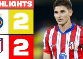 Empate 2-2 entre Villarreal y atletico madrid 2 con jugador rojiblanco en primer plano