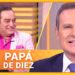 Dos presentadores sonrientes en un set de televisión con el logo 'Despierta América' y el titular 'PAPÁ DE DIEZ' — Las parejas de Omar Fierro: secretos y romances inolvidables