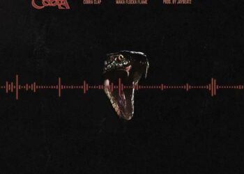 Serpiente negra con la boca abierta sobre una onda sonora roja en fondo oscuro — ¿Cuánto cobra Drake por sus conciertos? Descubre su tarifa real.