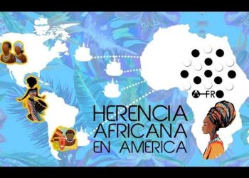 Iman deslumbra en la Gala Ebony Power 100 con un espectacular vestido rojo que deja a todos sin aliento, imagen ilustrativa que muestra un mapa de África y América, barcos conectando continentes y figuras culturales que representan la herencia africana