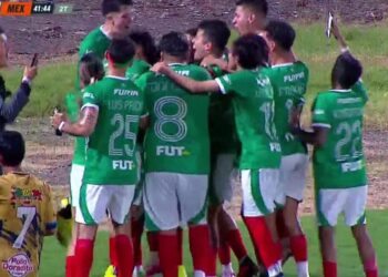 Jugadores de fútbol con uniformes verdes y medias rojas celebran en el campo tras un gol, aficionados graban con el móvil; ¿Cuánto dinero tiene TheGrefg? Descubre su fortuna y secretos