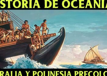 Tripulación en una gran canoa polinesia navegando olas y cielo azul, Dónde vive Moana: descubre la isla que inspiró su aventura