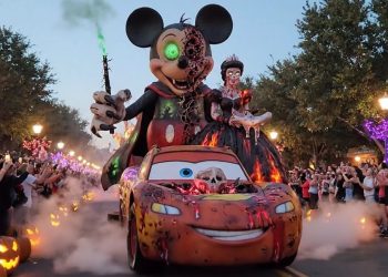 Descubre los secretos mejor guardados para ver el desfile de Halloween de Nueva York desde los mejores lugares según la experta detrás del evento en una escena con carrozas terroríficas, humo, calabazas iluminadas y espectadores a ambos lados de la calle