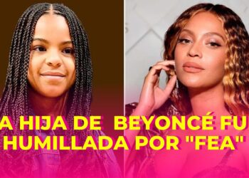 Retrato dividido de una mujer adulta y una niña con trenzas en una composición editorial sobre maternidad y celebridad