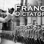 Retrato histórico en blanco y negro de un líder militar frente a una formación de soldados, Hijos de Franco: secretos y revelaciones de la familia histórica.