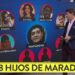 Hijos de Maradona: descubre la verdad detrás de su legado familiar 31 Presentador frente a una pantalla con una gráfica de retratos y un rótulo sobre la descendencia de una figura pública, enfocando legado y familia