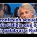 Presentador de cabello canoso en un plató televisivo durante una entrevista con texto superpuesto sobre una confesión íntima.