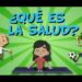 Ilustración educativa y colorida con la pregunta '¿Qué es la salud?', personas practicando meditación, un niño jugando al fútbol y adultos mayores, La sorprendente confesión de MGK que ha dejado a todos preocupados sobre su salud
