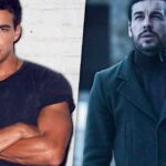 Dos retratos contrastantes de un hombre: uno juvenil con camiseta negra y brazos cruzados frente a un muro blanco y otro con abrigo oscuro, barba y humo alrededor.