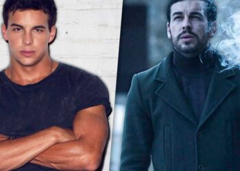 Dos retratos contrastantes de un hombre: uno juvenil con camiseta negra y brazos cruzados frente a un muro blanco y otro con abrigo oscuro, barba y humo alrededor.