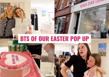 Descubre cómo Minnie Roydon, la fundadora de Minka Dink, transformó su estilo personal en una marca de moda exitosa mostrando un pop-up con pastel rosa, escaparate, maniquíes y clientas posando en la tienda.